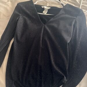 Black Shimmer Long Sleeve bodysuit - never worn